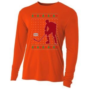 Funny Ice Hockey Christmas Pajama Hockey Player Xmas Holiday Cute Gift Cooling Performance Long Sleeve Crew