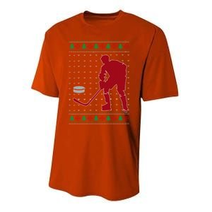 Funny Ice Hockey Christmas Pajama Hockey Player Xmas Holiday Cute Gift Performance Sprint T-Shirt