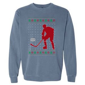 Funny Ice Hockey Christmas Pajama Hockey Player Xmas Holiday Cute Gift Garment-Dyed Sweatshirt