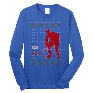 Funny Ice Hockey Christmas Pajama Hockey Player Xmas Holiday Cute Gift Long Sleeve Shirt