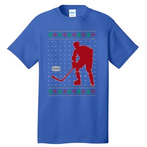 Funny Ice Hockey Christmas Pajama Hockey Player Xmas Holiday Cute Gift Tall T-Shirt