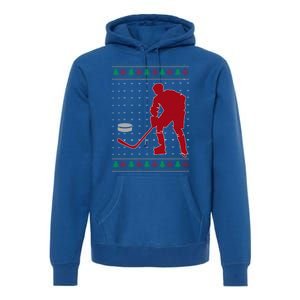 Funny Ice Hockey Christmas Pajama Hockey Player Xmas Holiday Cute Gift Premium Hoodie