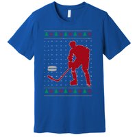 Funny Ice Hockey Christmas Pajama Hockey Player Xmas Holiday Cute Gift Premium T-Shirt