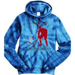 Funny Ice Hockey Christmas Pajama Hockey Player Xmas Holiday Cute Gift Tie Dye Hoodie