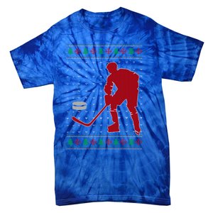 Funny Ice Hockey Christmas Pajama Hockey Player Xmas Holiday Cute Gift Tie-Dye T-Shirt