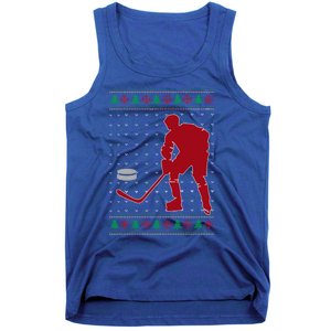 Funny Ice Hockey Christmas Pajama Hockey Player Xmas Holiday Cute Gift Tank Top