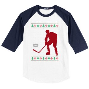 Funny Ice Hockey Christmas Pajama Hockey Player Xmas Holiday Cute Gift Baseball Sleeve Shirt