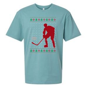 Funny Ice Hockey Christmas Pajama Hockey Player Xmas Holiday Cute Gift Sueded Cloud Jersey T-Shirt