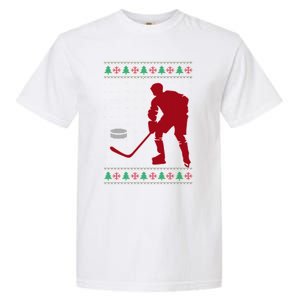 Funny Ice Hockey Christmas Pajama Hockey Player Xmas Holiday Cute Gift Garment-Dyed Heavyweight T-Shirt