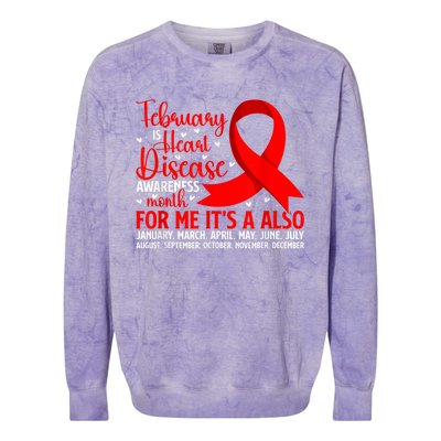 February Is Heart Disease Awareness Month Heart Disease Colorblast Crewneck Sweatshirt