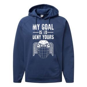 Funny Ice Hockey Goalie Design Hockey Player Performance Fleece Hoodie