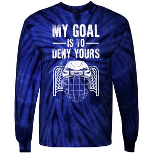 Funny Ice Hockey Goalie Design Hockey Player Tie-Dye Long Sleeve Shirt