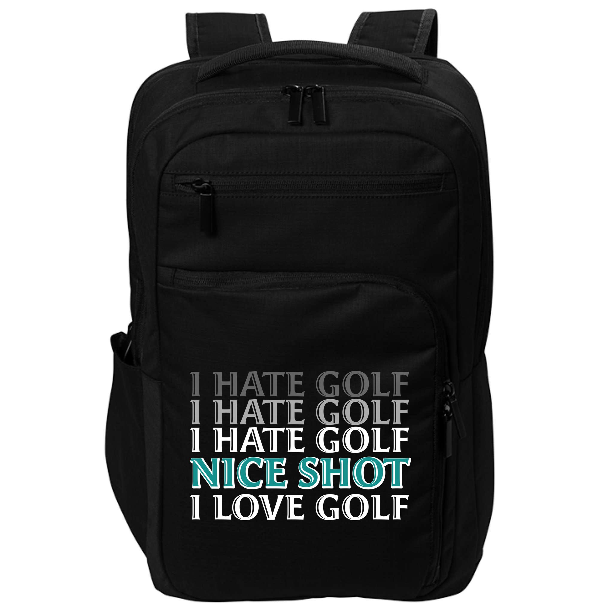 Funny I Hate Love Golf Nice Shot Impact Tech Backpack