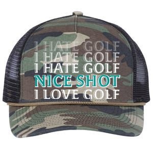 Funny I Hate Love Golf Nice Shot Retro Rope Trucker Hat Cap