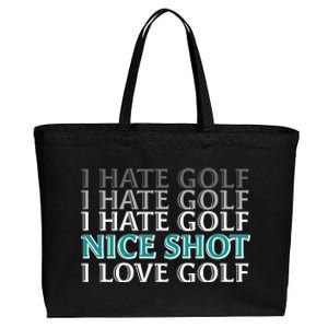 Funny I Hate Love Golf Nice Shot Cotton Canvas Jumbo Tote