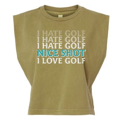 Funny I Hate Love Golf Nice Shot Garment-Dyed Women's Muscle Tee