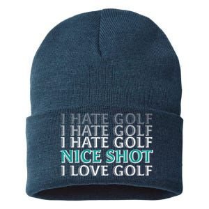 Funny I Hate Love Golf Nice Shot Sustainable Knit Beanie