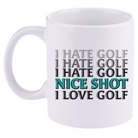 Funny I Hate Love Golf Nice Shot 11oz C Handle Ceramic Mug