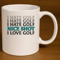 Funny I Hate Love Golf Nice Shot 11oz C Handle Ceramic Mug