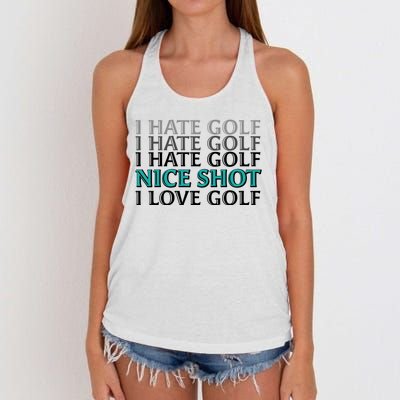 Funny I Hate Love Golf Nice Shot Women's Knotted Racerback Tank