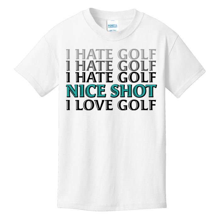 Funny I Hate Love Golf Nice Shot Kids T-Shirt