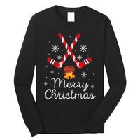 Funny Ice Hockey Merry Christmas Candy Cane Xmas Gifts Long Sleeve Shirt