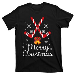 Funny Ice Hockey Merry Christmas Candy Cane Xmas Gifts T-Shirt