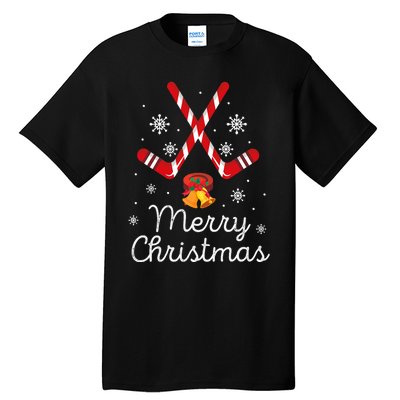 Funny Ice Hockey Merry Christmas Candy Cane Xmas Gifts Tall T-Shirt