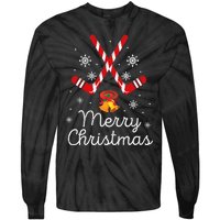 Funny Ice Hockey Merry Christmas Candy Cane Xmas Gifts Tie-Dye Long Sleeve Shirt