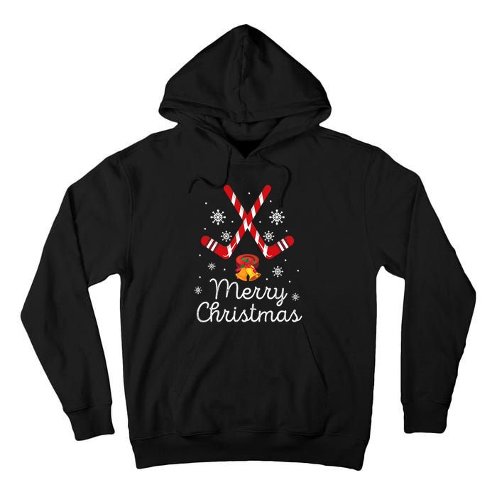 Funny Ice Hockey Merry Christmas Candy Cane Xmas Gifts Tall Hoodie