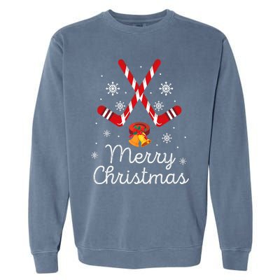 Funny Ice Hockey Merry Christmas Candy Cane Xmas Gifts Garment-Dyed Sweatshirt