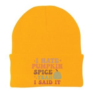 Funny I Hate Pumpkin Spice Yeah I Said It Anti Pumpkin Spice Knit Cap Winter Beanie