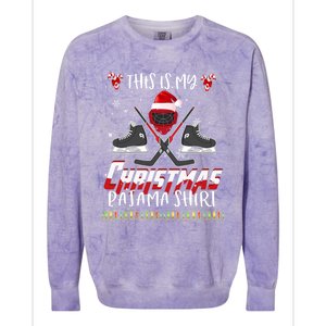 Funny Ice Hockey Players Xmas This Is My Christmas Pajamas Gift Colorblast Crewneck Sweatshirt