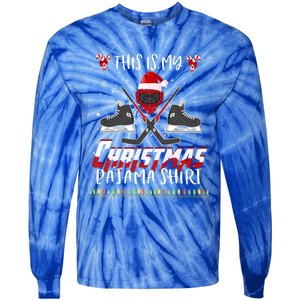 Funny Ice Hockey Players Xmas This Is My Christmas Pajamas Gift Tie-Dye Long Sleeve Shirt