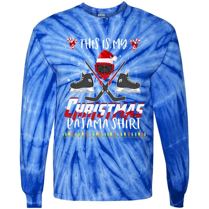 Funny Ice Hockey Players Xmas This Is My Christmas Pajamas Gift Tie-Dye Long Sleeve Shirt