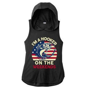 Fishingshirt IM Hooker On The Weekends Funny Bass Fish Dad Ladies PosiCharge Tri-Blend Wicking Draft Hoodie Tank