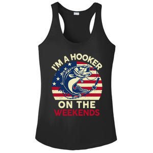 Fishingshirt IM Hooker On The Weekends Funny Bass Fish Dad Ladies PosiCharge Competitor Racerback Tank