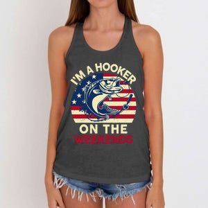 Fishingshirt IM Hooker On The Weekends Funny Bass Fish Dad Women's Knotted Racerback Tank