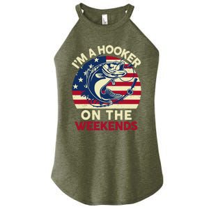 Fishingshirt IM Hooker On The Weekends Funny Bass Fish Dad Women's Perfect Tri Rocker Tank