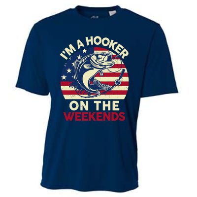 Fishingshirt IM Hooker On The Weekends Funny Bass Fish Dad Cooling Performance Crew T-Shirt