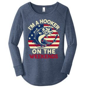 Fishingshirt IM Hooker On The Weekends Funny Bass Fish Dad Women's Perfect Tri Tunic Long Sleeve Shirt