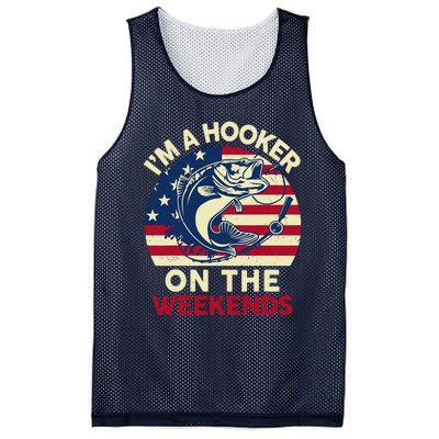 Fishingshirt IM Hooker On The Weekends Funny Bass Fish Dad Mesh Reversible Basketball Jersey Tank