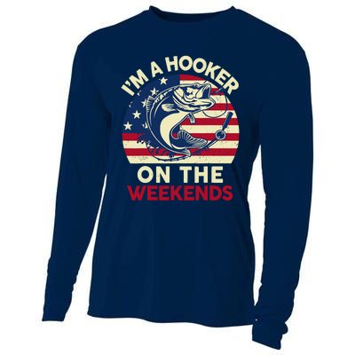 Fishingshirt IM Hooker On The Weekends Funny Bass Fish Dad Cooling Performance Long Sleeve Crew