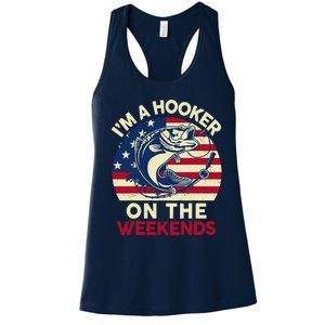 Fishingshirt IM Hooker On The Weekends Funny Bass Fish Dad Women's Racerback Tank