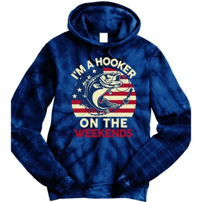 Fishingshirt IM Hooker On The Weekends Funny Bass Fish Dad Tie Dye Hoodie