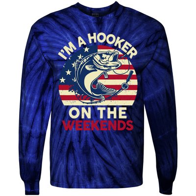 Fishingshirt IM Hooker On The Weekends Funny Bass Fish Dad Tie-Dye Long Sleeve Shirt