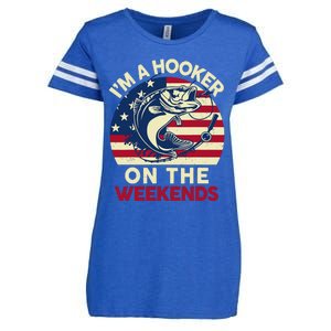 Fishingshirt IM Hooker On The Weekends Funny Bass Fish Dad Enza Ladies Jersey Football T-Shirt