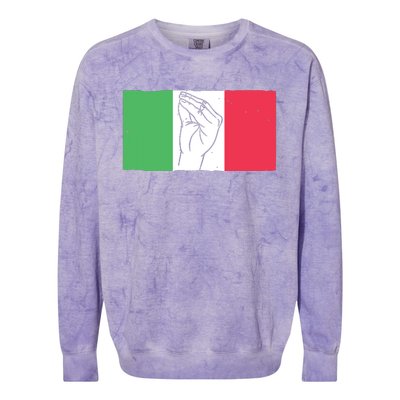 Funny Italian Hand Gesture Italian Flag Italy Italia Colorblast Crewneck Sweatshirt