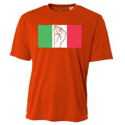 Funny Italian Hand Gesture Italian Flag Italy Italia Cooling Performance Crew T-Shirt