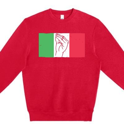 Funny Italian Hand Gesture Italian Flag Italy Italia Premium Crewneck Sweatshirt